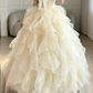 Elegant Pastel Yellow Quinceanera Dress ,A-Line Strapless Pleated Corset Maxi Evening Dress RS1092