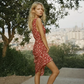 Dress short niche retro saffron V-neck sleeveless backless suspender long dress R2904
