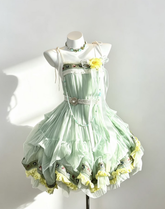 Pretty Mint Green Beaded Homecoming Dress ,A-Line Spaghetti Straps Summer Dress Cami Dress RS1095