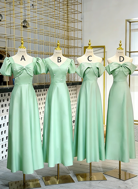Light purple waist-cinched satin elegant slim-fit ball gown, bridesmaid dress R5938