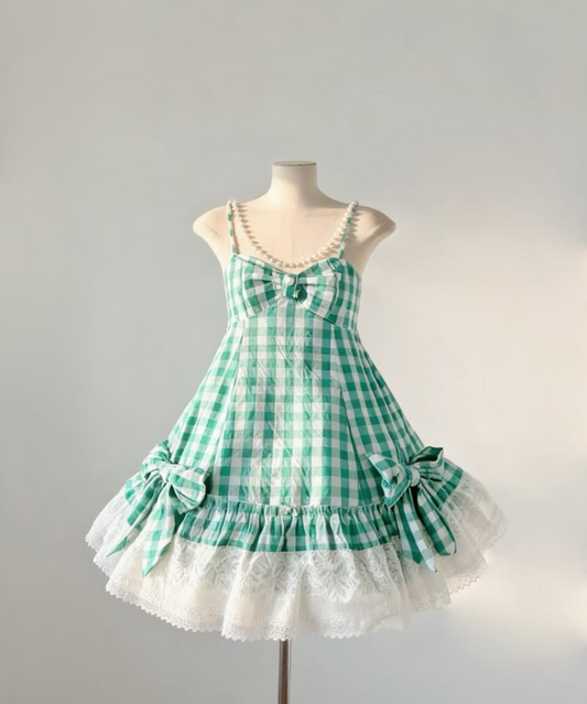 Pretty Green Striped Homecoming Dress ,A-Line Spaghetti Straps Fresh Mini Summer Dress Cami Dress RS1096