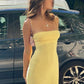 Yellow suspender tube top waist hip sexy short skirt homecoming dress R3973