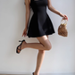 French retro square neck waist elastic slim fit suspender skirt short skirt R2812