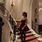 Red suspender sexy lace trim slim A-line tutu skirt homecoming dress R2439