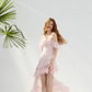 Watercolor flower path pink dress high-grade suspender skirt short skirt female summer R3422