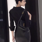 Large size French pure sexy black shirt intellectual style sister hip skirt suit R1837