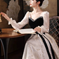 Elegant Black and White Prom Dress ,A-Line Square-neck Bodycon Maxi Evening Dress RS1111