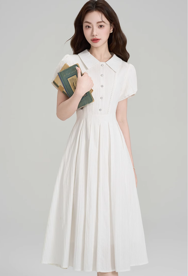 Summer gentle style little white dress new French college style temperament dress R2360