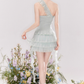 French ruffled one-shoulder dress atmosphere cake skirt R4536