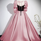 Elegant Black and Pink Prom Dress ,A-Line Square-neck Silky Bodycon Maxi Evening Dress RS1115