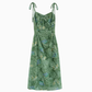 Summer beautiful holiday style green suspender dress 2025 new floral dress R1928