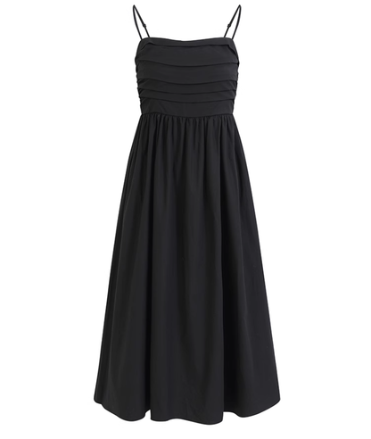 French holiday style long black 2025 new suspender temperament dress R2658