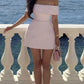 Pink one-shoulder slim fit princess skirt homecoming dress R2551