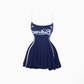 American style hot girl printed suspender dress 2025 waist contrast color a-line skirt R1032