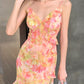 Pink Chiffon Strapless Waist A-Line Short Skirt Homecoming Dress R3287