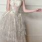 Gorgeous Ivory Birthday Dress ,A-Line Spaghetti Straps Embroidery Bodycon Maxi Evening Dress RS1119
