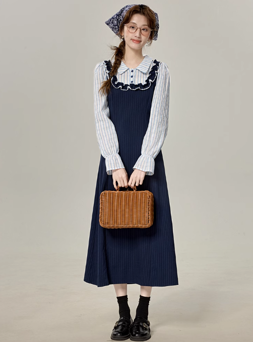 French style fake two-piece POLO dress 2025 spring new style dress R1894