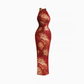New Chinese style sleeveless cheongsam skirt 2025 large size sexy slim hip long skirt R1223
