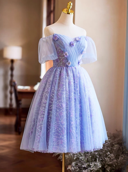 Charming Purple Homecoming Dress ,A-Line Bateau Applique Corset Short Prom Dress RS817