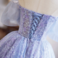 Charming Purple Homecoming Dress ,A-Line Bateau Applique Corset Short Prom Dress RS817