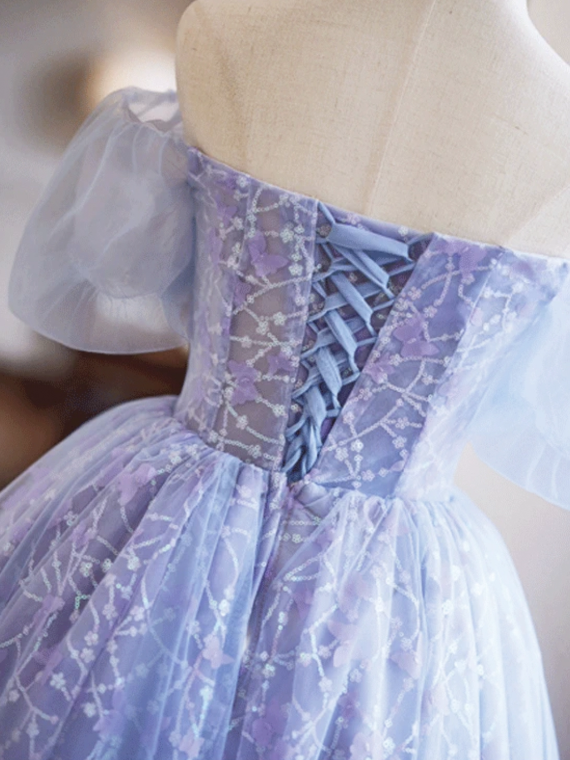 Charming Purple Homecoming Dress ,A-Line Bateau Applique Corset Short Prom Dress RS817