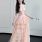 Sweet Pink Ruffled Prom Dress ,A-Line Sweetheart Tulle Bodycon Maxi Evening Dress RS1121