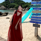 Fairy Island Travel Outfit Halter Neck V-Neck Dress Beach Dress Loose Casual Long Dress R1732