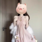 Beach vacation pink halter neck off-shoulder dress gentle temperament unique A-line long skirt R0430