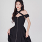 Black halter neck dress for women summer slim short skirt new design A-line skirt R4501