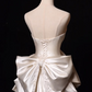 Charming Champagne Homecoming Dress ,A-Line Strapless Bow Decor Mini Prom Dress RS1101