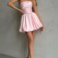 Pink slim fit tube top herringbone puffy princess homecoming dress R2417