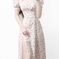 2025 summer new French pink floral girl age-reducing waist long dress R0921