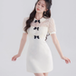 New Chinese style dress women's slim short skirt new style high waist baby collar skirt R4464