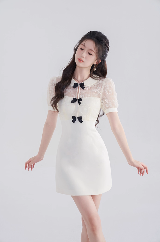 New Chinese style dress women's slim short skirt new style high waist baby collar skirt R4464