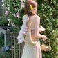 V-neck floral halter neck sleeveless suspender dress summer French pastoral style holiday dress R4664