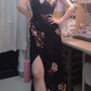 French holiday style long black 2025 new sling slim fit dress R2650