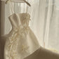 Apricot-colored suspender 3D flower design slim A-line skirt homecoming dress R2547