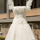 White wing suspenders waist slim A-line short skirt homecoming dress R3365
