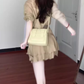 Retro gentle temperament good-looking V-neck long-sleeved shirt A-line skirt two-piece suit R0856