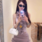 Temperamental lady ruffled sleeveless halter neck top 2025 pure desire hip skirt suit R1403