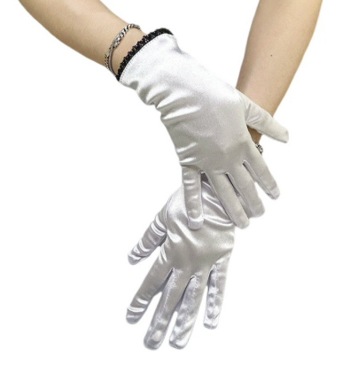 Short Satin Gloves Wrist Length Dress Gloves for Wedding Opera Party Elastic Gloves     S6223