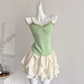 Summer sweet slim long sleeve lace hollow blouse suspender skirt R2010