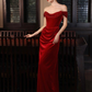 Elegant Red Prom Dress ,Mermaid Portrait Bodycon Maxi Evening Dress RS1126