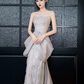 Elegant Sliver Prom Dress ,Mermaid Strapless Glitter Bodycon Maxi Evening Dress RS1127
