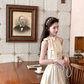 Polka dot halter neck dress summer daughter style temperament high-end off-shoulder dress R4583