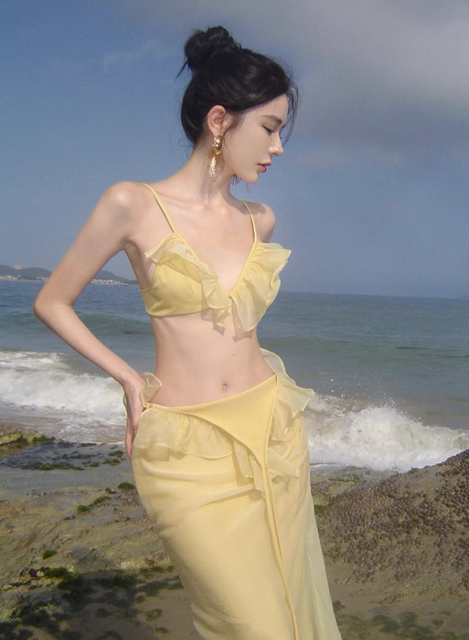 Sexy suspender dress pure desire style clothes super fairy vacation wear backless beach dress R1572