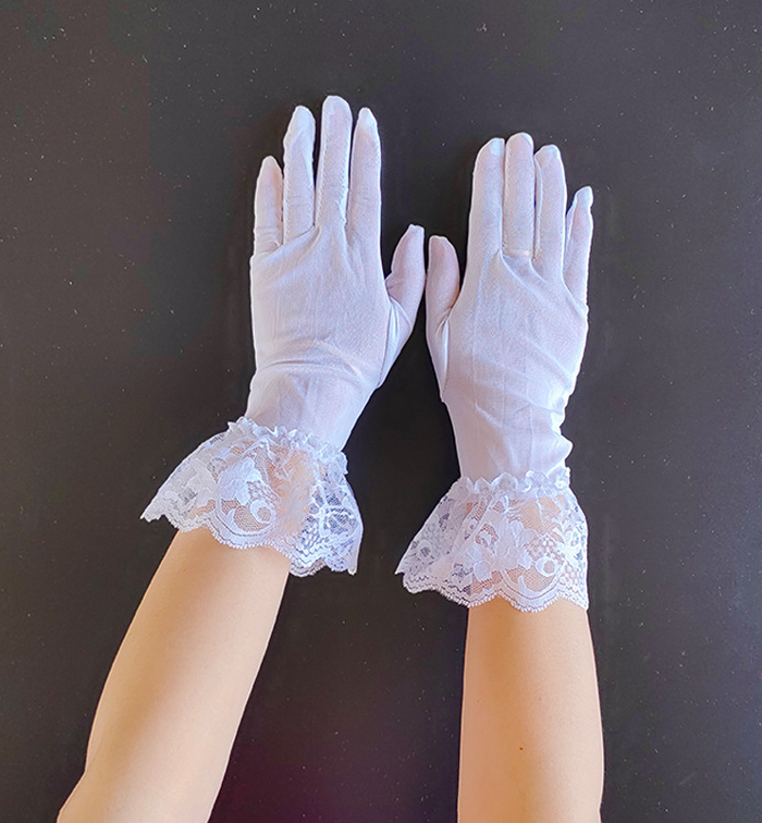 Summer thin lace mesh gloves ladies short black white wedding dress bride wedding elegant     S6278