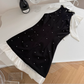 Bowknot black suspender dress 2025 loose and slim A-line skirt niche bottoming skirt R1986