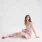 Floral suspender skirt outfit with waist-pinching dress pink short skirt for women in summer R3458