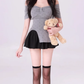 Sweet and spicy style one-shoulder polka dot slit top 2025 pure desire puffy skirt suit R1062